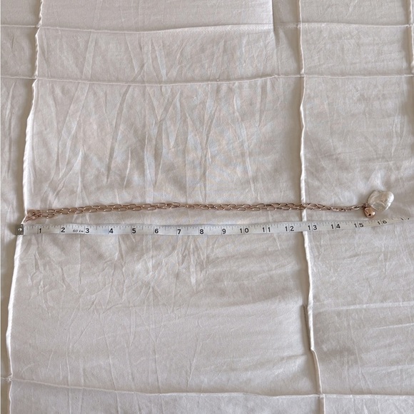 ✨ Hillberg & Berk Rose Gold Link Necklace with Baroque Pearl Pendant – 16” - Picture 4 of 4